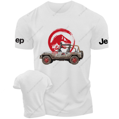Dinosaur On The Back Of An Off-Road Vehicle Painting Jp T-Shirt