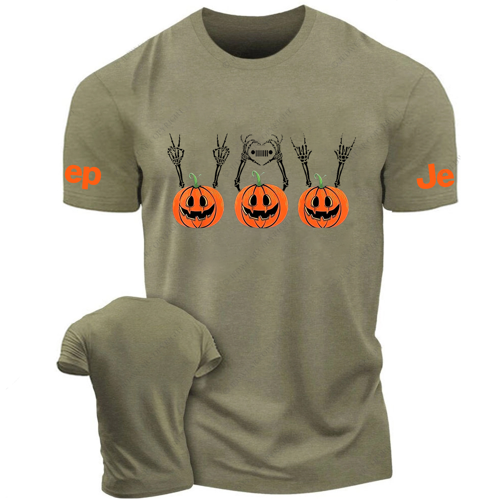 Three Pumpkin Halloween Skull Jp T-Shirt
