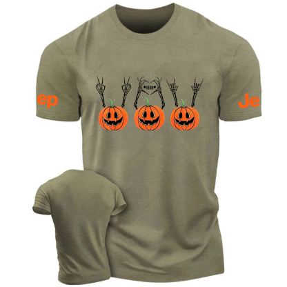 Three Pumpkin Halloween Skull Jp T-Shirt