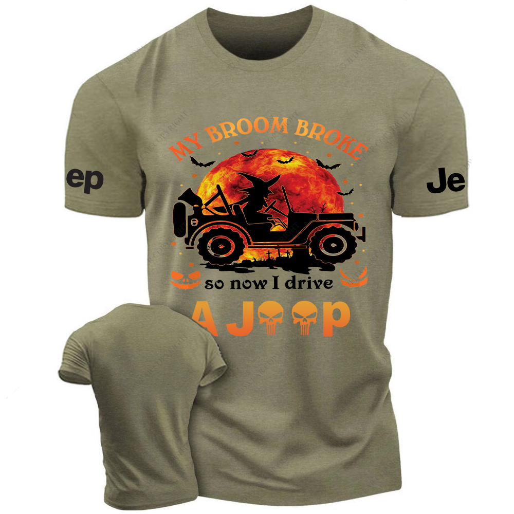Halloween Pumpkin Bat My Broom Broke So Now I Drive A Car Jp T-Shirt