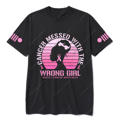 Cancer Messed With The Wrong Girl Breast Cancer Awareness Jp T-shirt