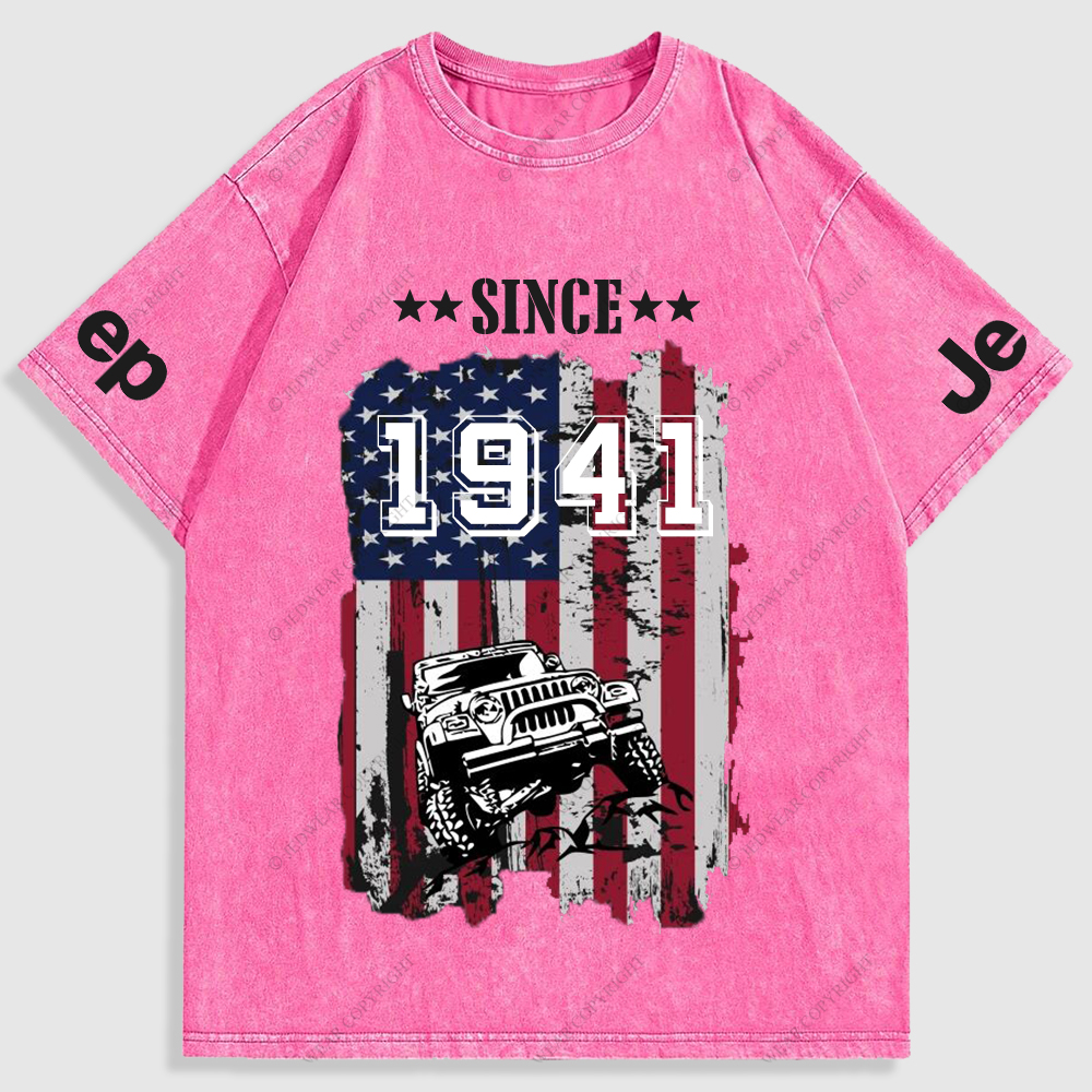 Jp American Flag Since 4X4 Cars Washed T-Shirt