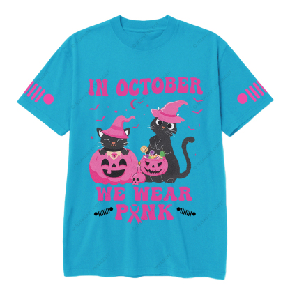 Breast Cancer In October We Wear Pink Cat Jp T-shirt