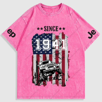 Jp American Flag Since 4X4 Cars Washed T-Shirt