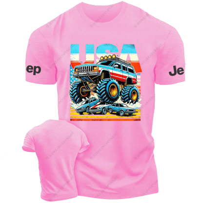 USA Flag Cherokee XJ 4x4 USA Off-Road Vintage Old School Vehicle Jp T-Shirt