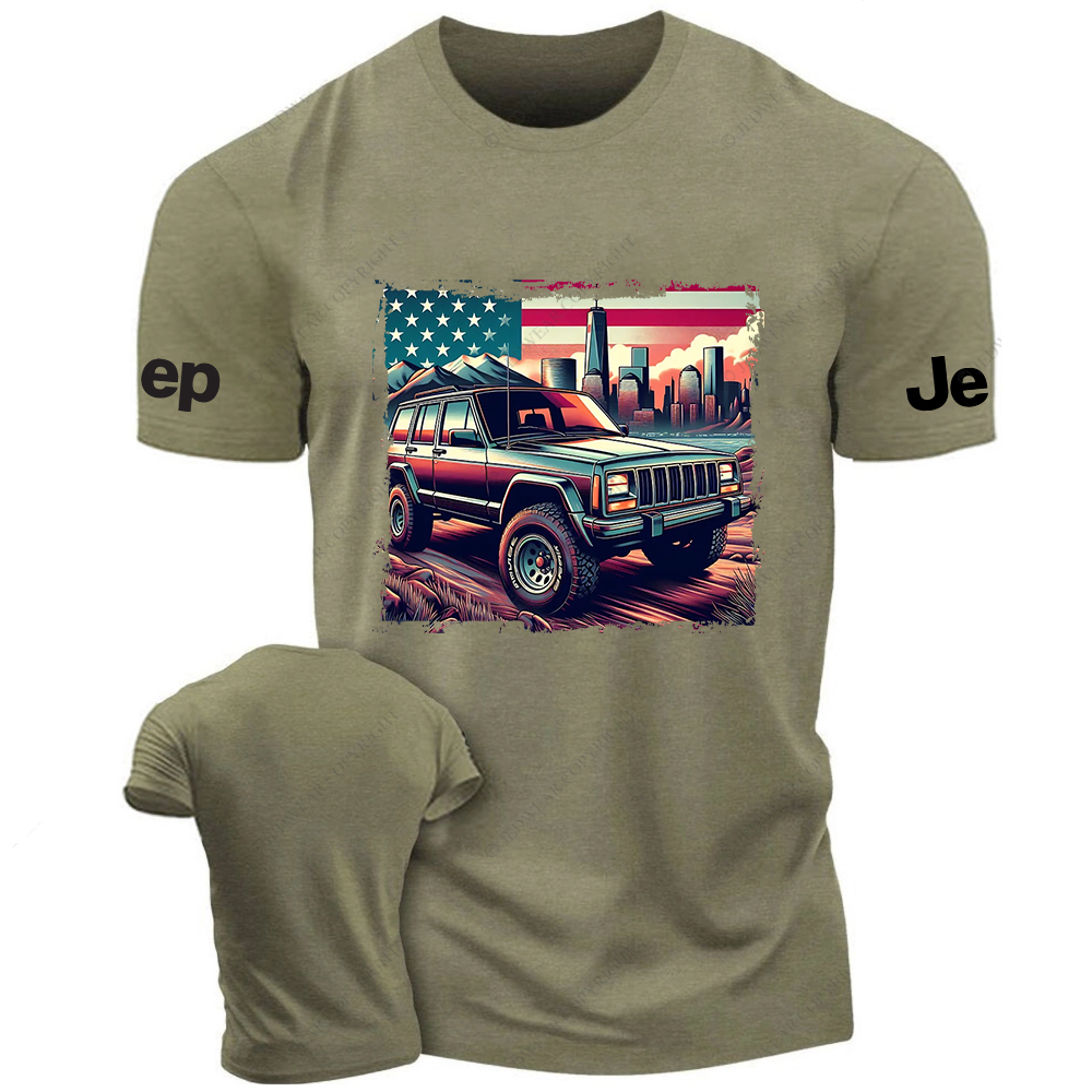 American Flag Cherokee XJ Off-Road Vintage Old School Vehicle Jp T-Shirt