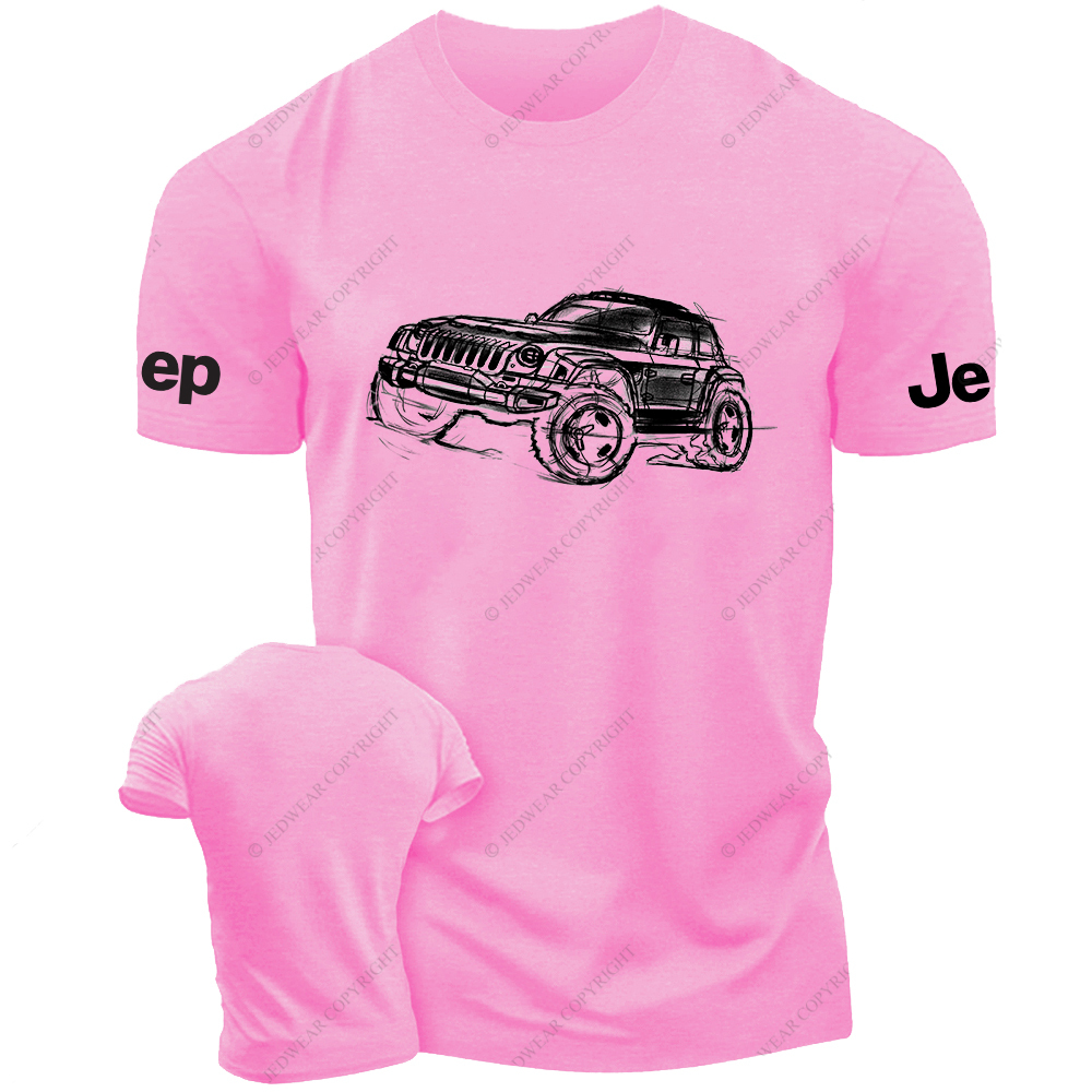 Off-Road Vehicle Black And White Stick Figure Line Art Jp T-Shirt