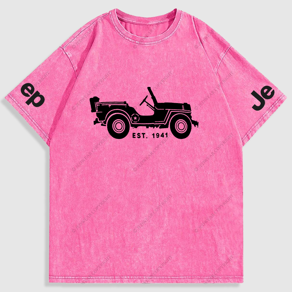 Jp Vintage Military Star 4X4 Cars Washed T-Shirt