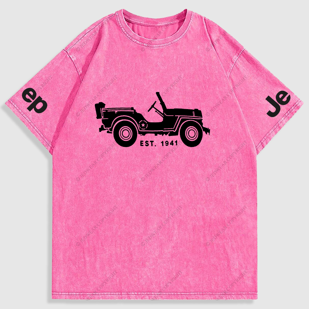 Jp Vintage Military Star 4X4 Cars Washed T-Shirt