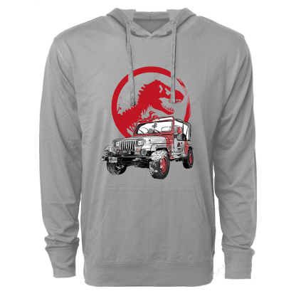 Dinosaur On The Back Of An Off-Road Vehicle Jp Oversized Lightweight Hoodie