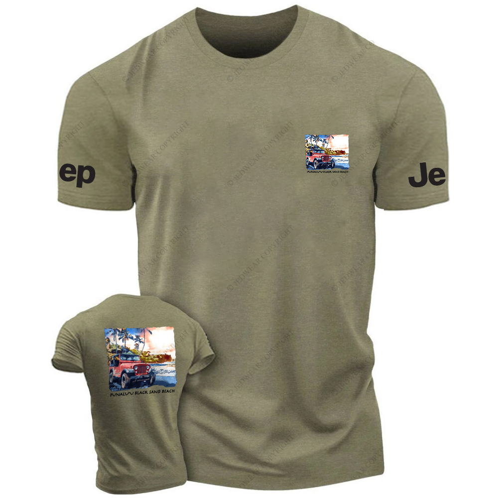 Black Sand Beach Coconut Tree JP T-Shirt