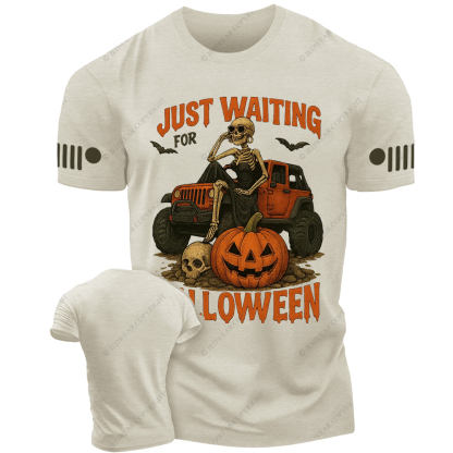Halloween Skeleton Funny Spooky Skeleton Just Waiting for Halloween Jp T-Shirt