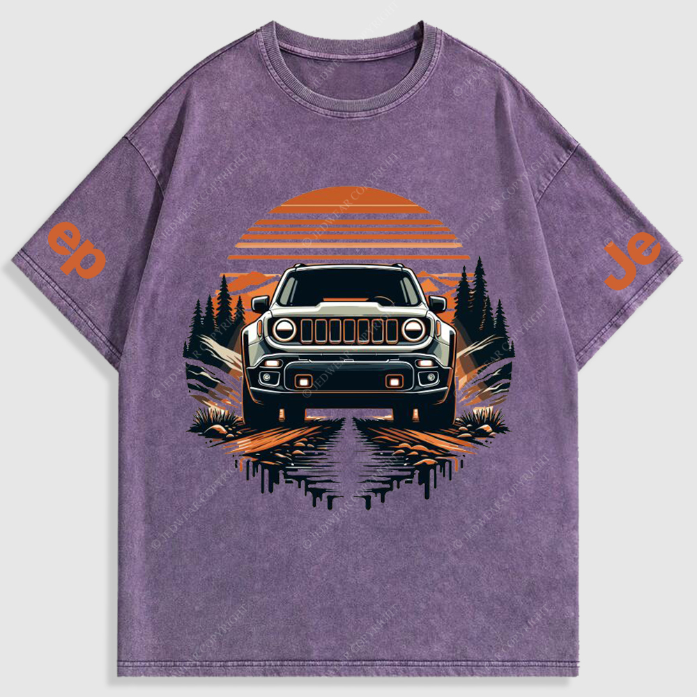 Sunset Tree Stones Mountain Meadow  Washed T-Shirt