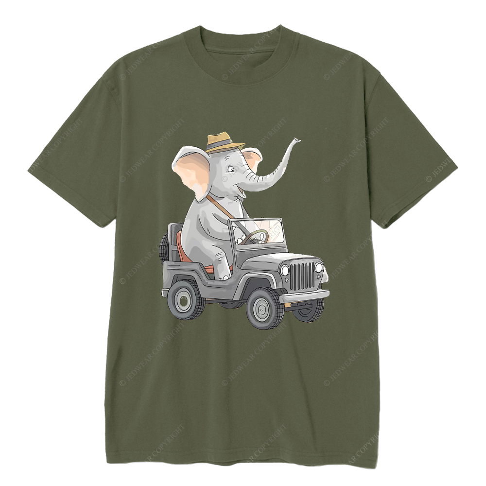 Elephant Driving Car Cartoon Jp T-Shirt