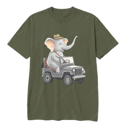 Elephant Driving Car Cartoon Jp T-Shirt