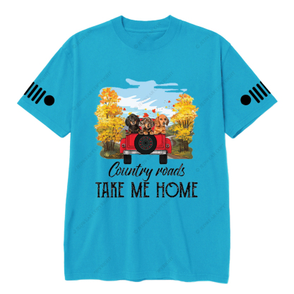Car Dachshunds Country Roads Take Me Home Jp T-Shirt