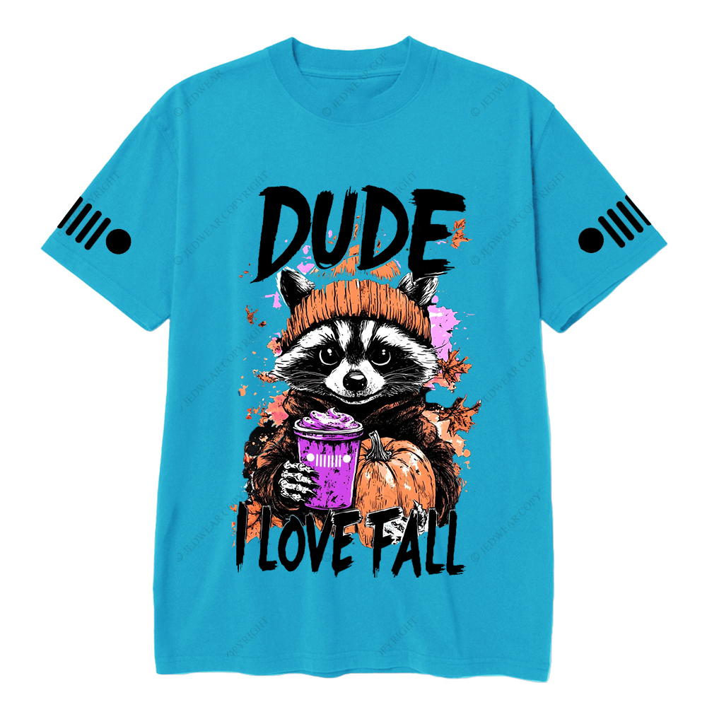 Feral Girl I Love Fall  Raccoon  Autumn Pumpkin Jp T-Shirt