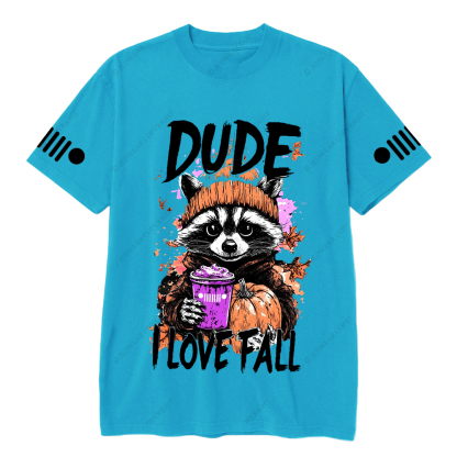 Feral Girl I Love Fall  Raccoon  Autumn Pumpkin Jp T-Shirt