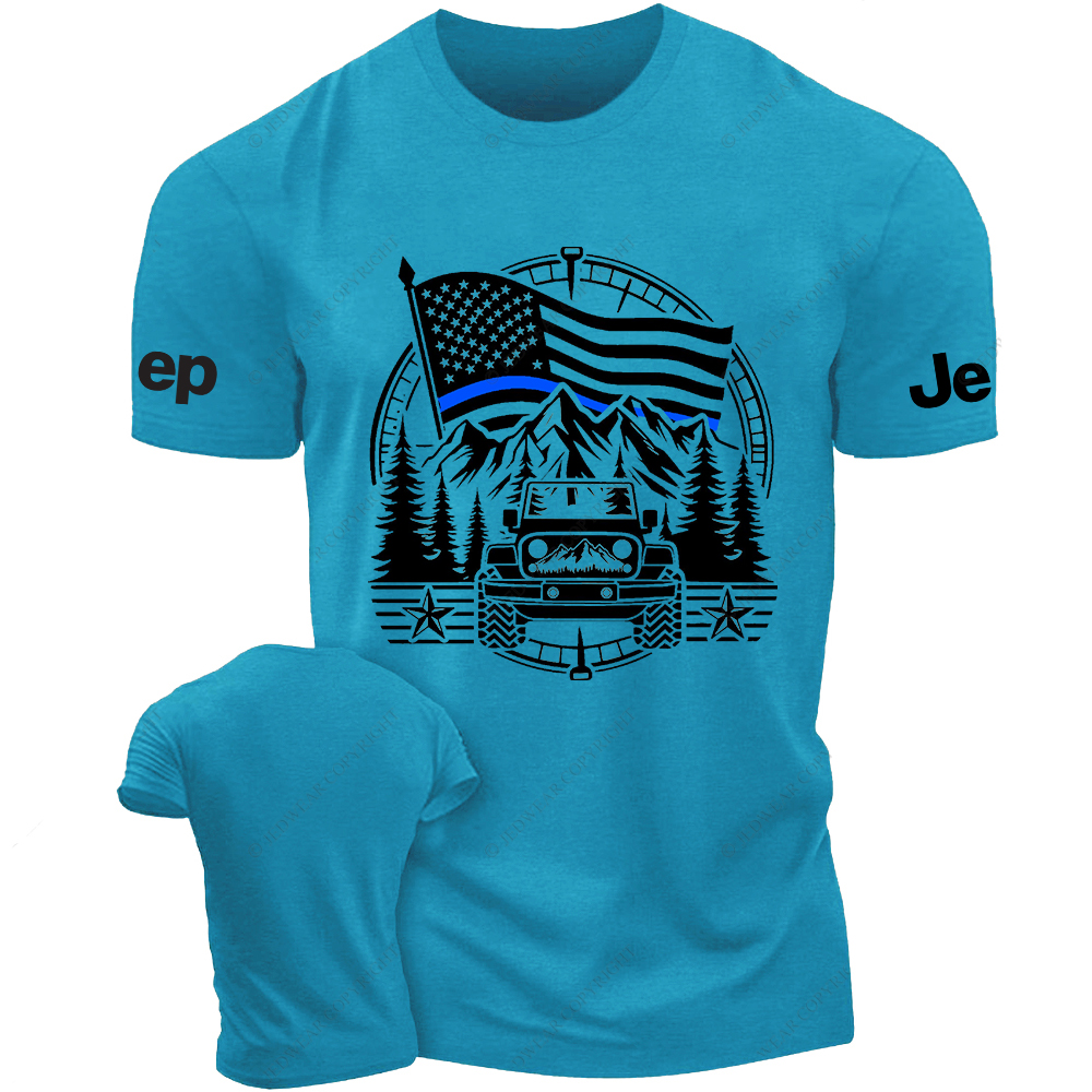 Police Patriotic Off-Road USA Flag Adventure Compass Jp T-Shirt