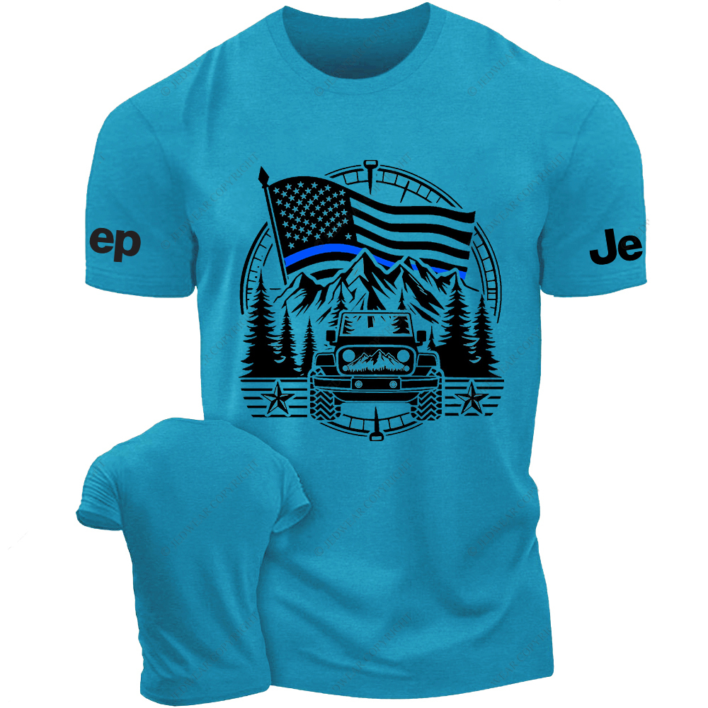 Police Patriotic Off-Road USA Flag Adventure Compass Jp T-Shirt
