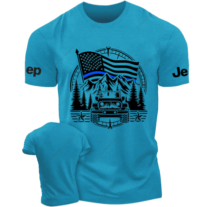 Police Patriotic Off-Road USA Flag Adventure Compass Jp T-Shirt