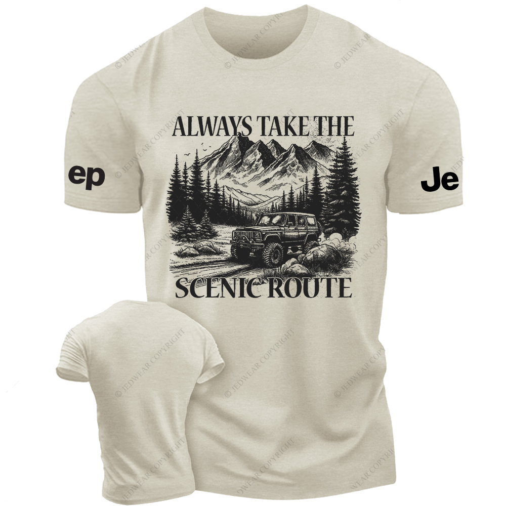 Always Take The Scenic Route Camping Travel Adventure Hiking Jp T-Shirt
