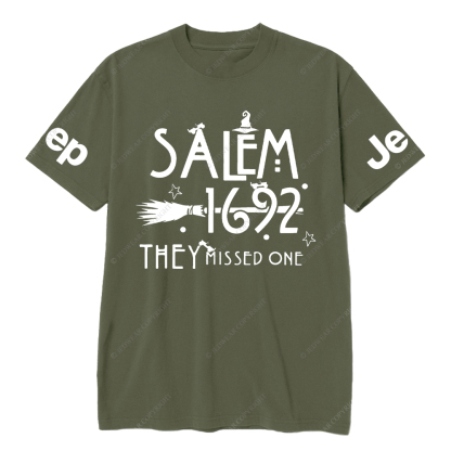 Salem 1692 Halloween Cap They Missed One Jp T-Shirt