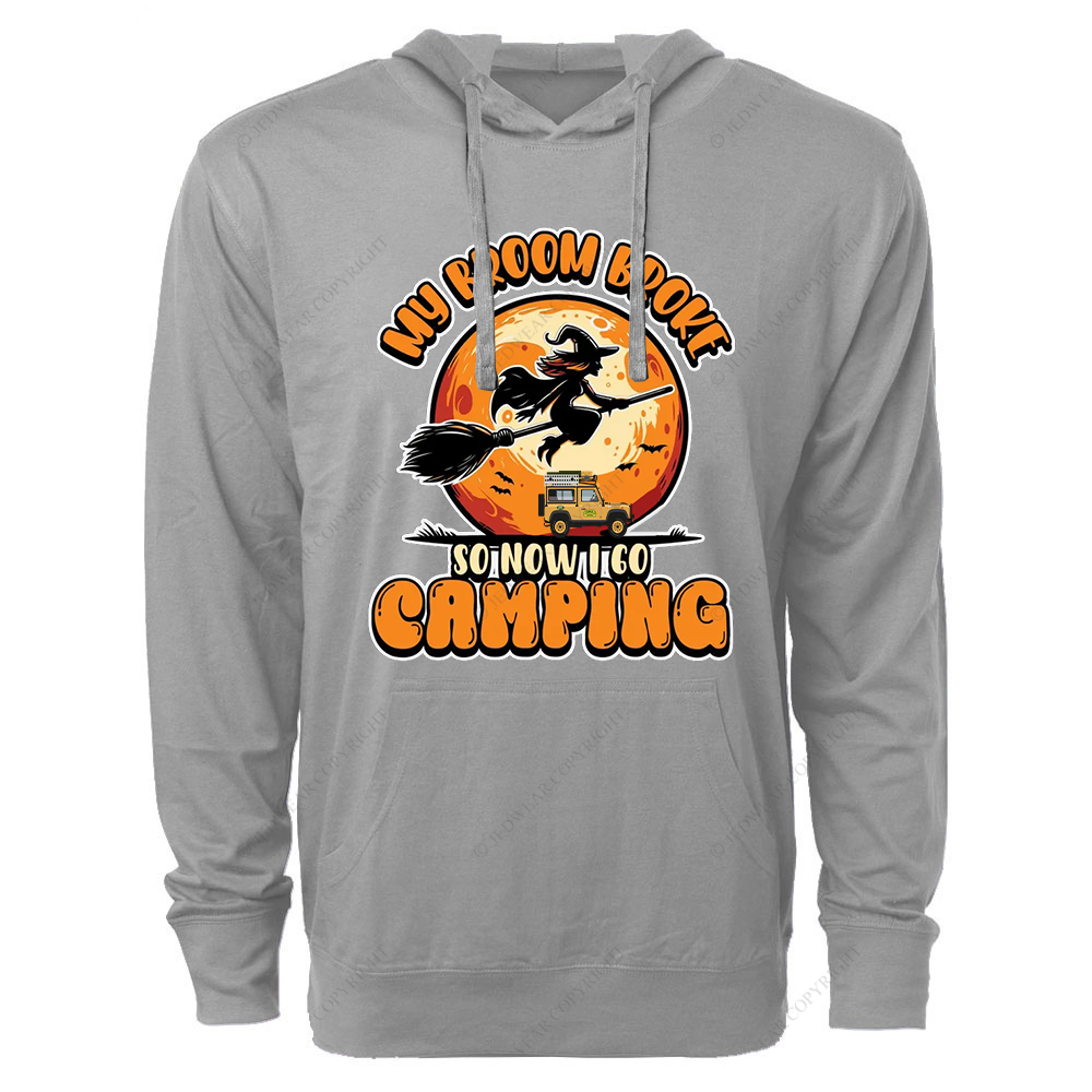 Halloween My Broom Broke So Now I Go Camping Jp Oversized Lightweight Hoodie