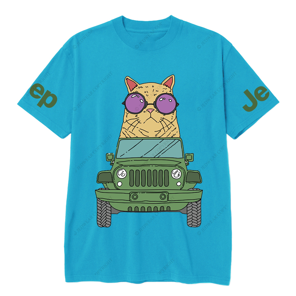 Cat Wearing Sunglasses Riding Car on Mouse Pad Jp T-Shirt