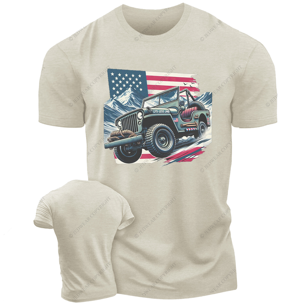 Willy's MB American Flag Classic Military Vehicle Jp T-Shirt