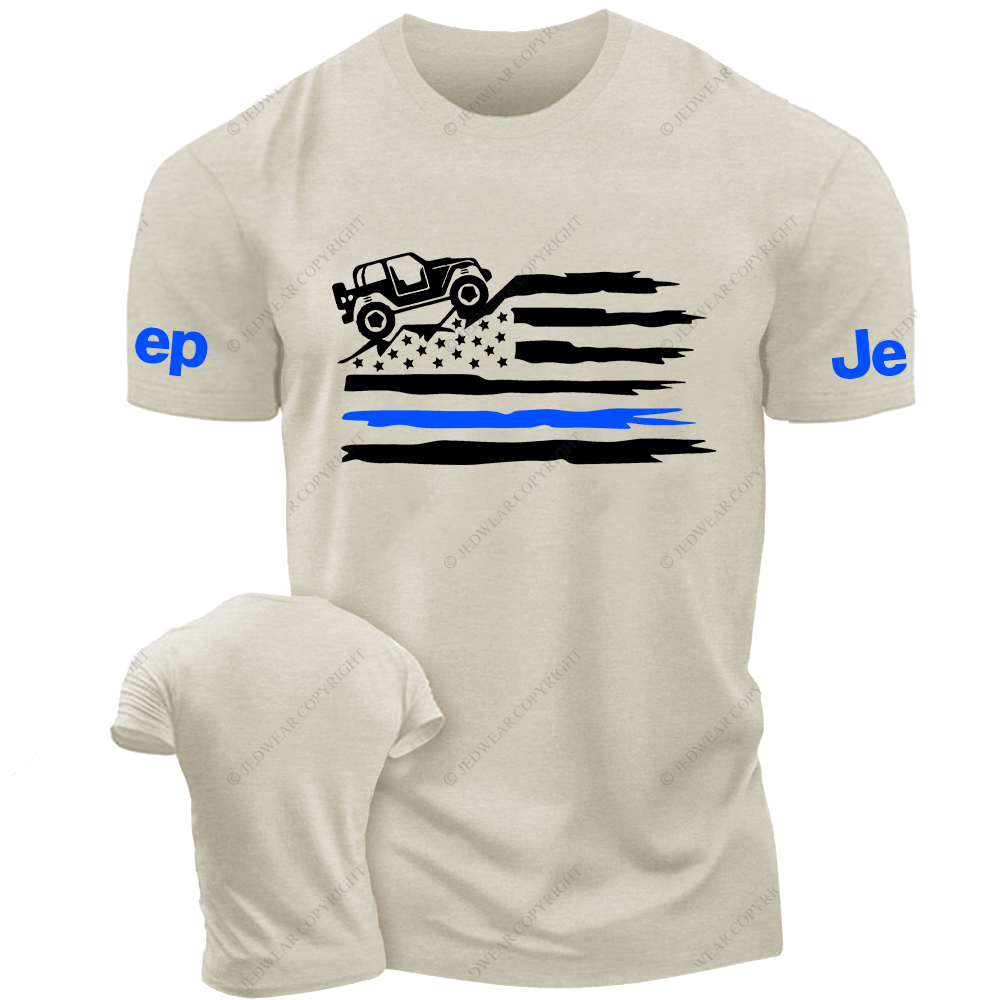 Off-Road Mountain Distressed American Flag Jp T-Shirt