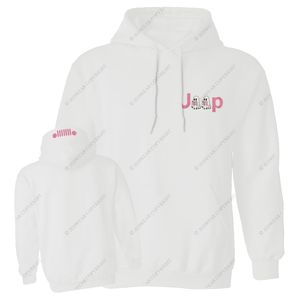Pink Halloween Reading Ghosts Jp Embroidered Casual Hoodie