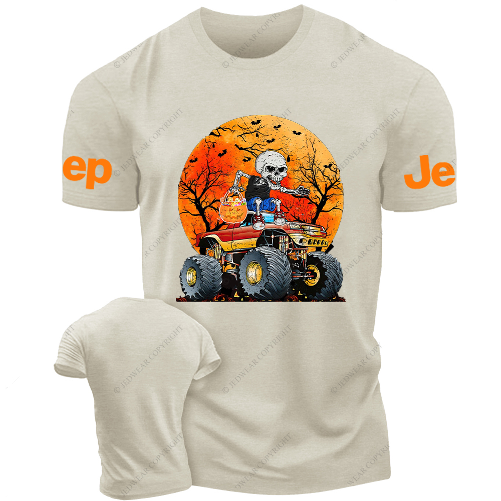 Skeleton Monster Truck Kid Boy Moon Candy Halloween Jp T-Shirt