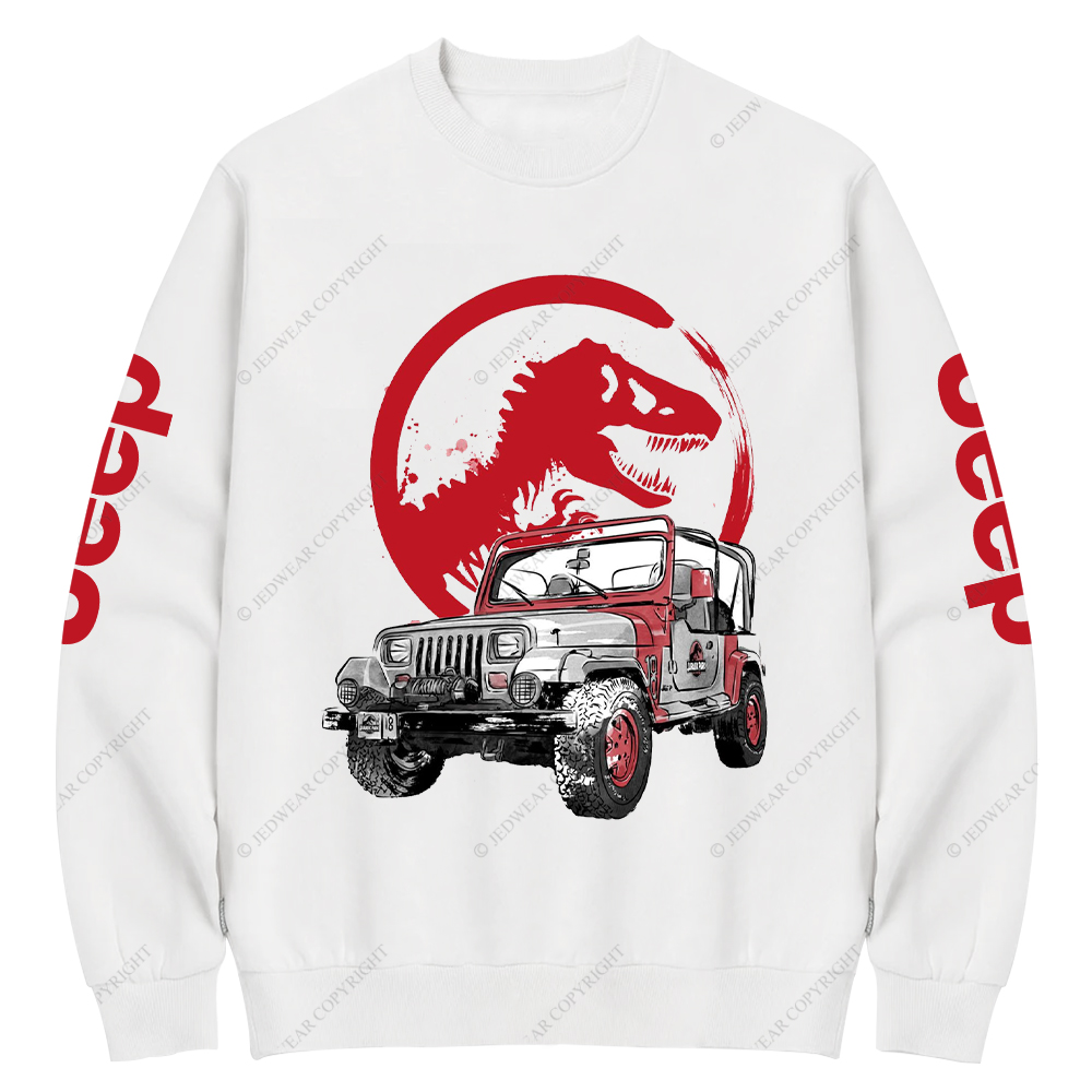 Dinosaur On The Back Of An Off-Road Vehicle Jp Crew Neck Sweatshirt