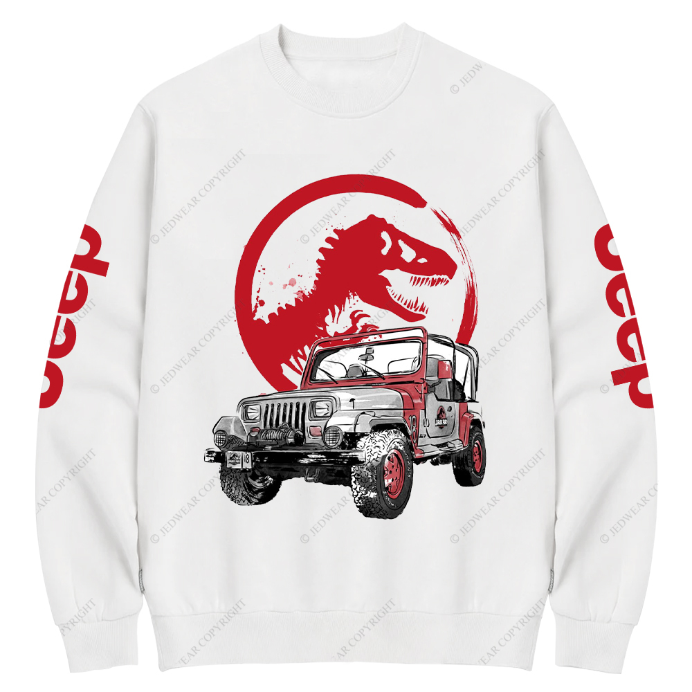 Dinosaur On The Back Of An Off-Road Vehicle Jp Crew Neck Sweatshirt