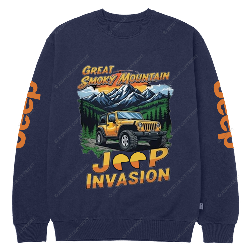 Great Smoky Mountain Invasion Sun Tree Jp Crew Neck Sweatshirt