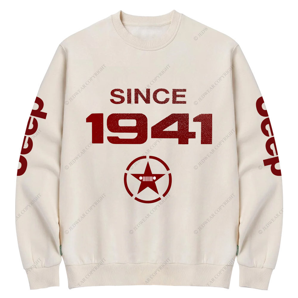 Vintage Military Star Circle Since 1941 Jp Crew Neck Sweatshirt