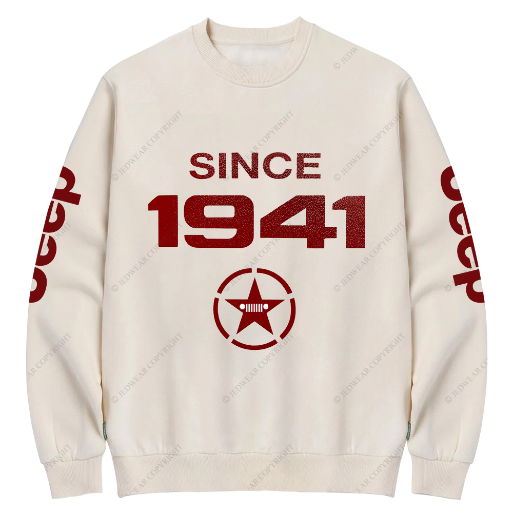 Vintage Military Star Circle Since 1941 Jp Crew Neck Sweatshirt