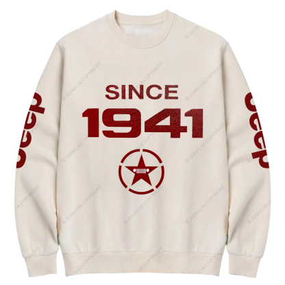 Vintage Military Star Circle Since 1941 Jp Crew Neck Sweatshirt