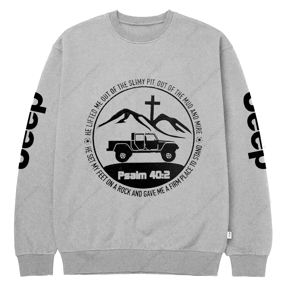 Religion The Lifted Me Out Of The Slimy Pit Psalm 40:2 Jp Crew Neck Sweatshirt