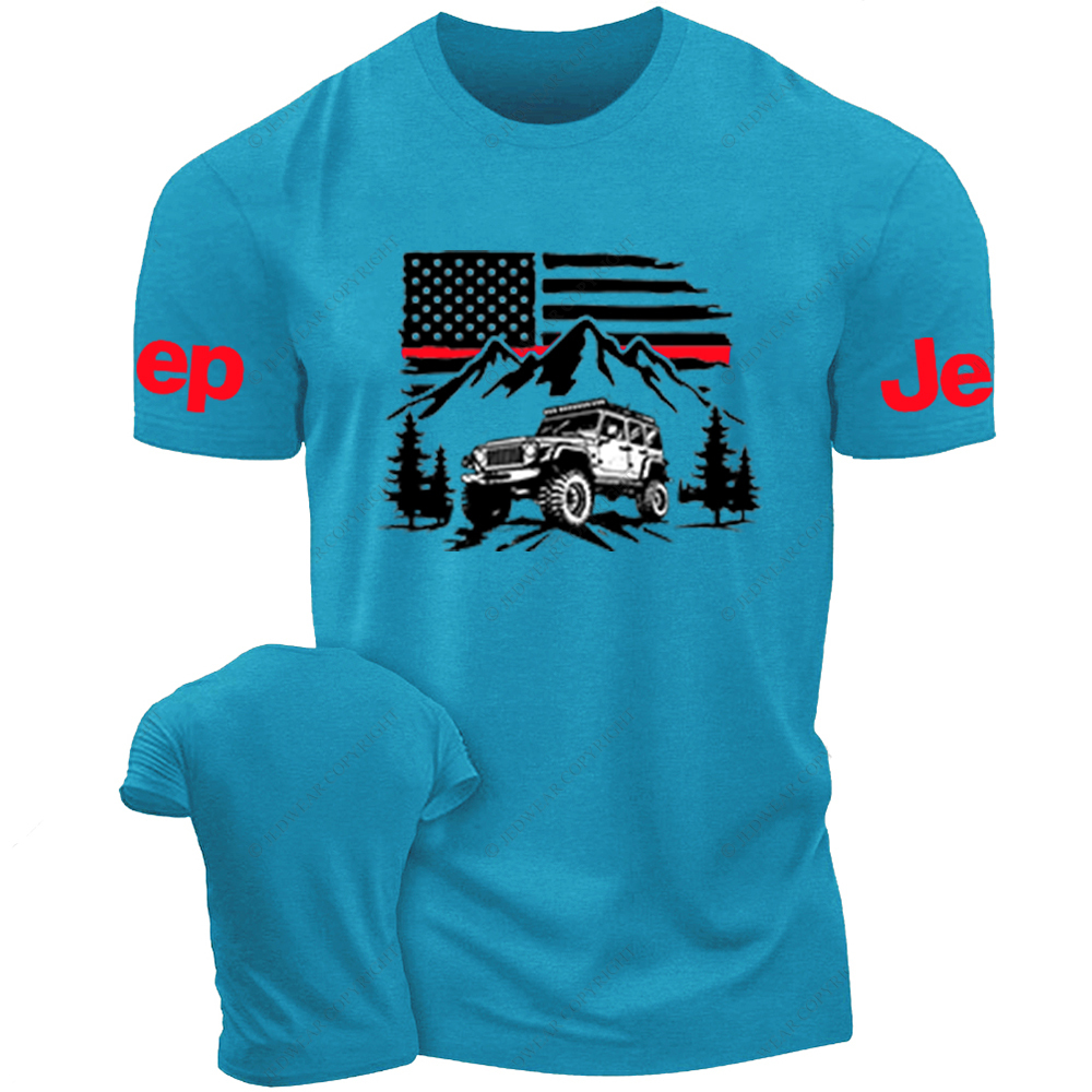 Firefighter Red Line American Flag Mountains Silhouette Jp T-Shirt