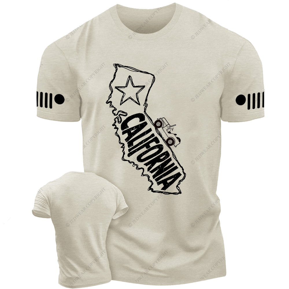 California Map Star Black And White Sketch Jp T-Shirt