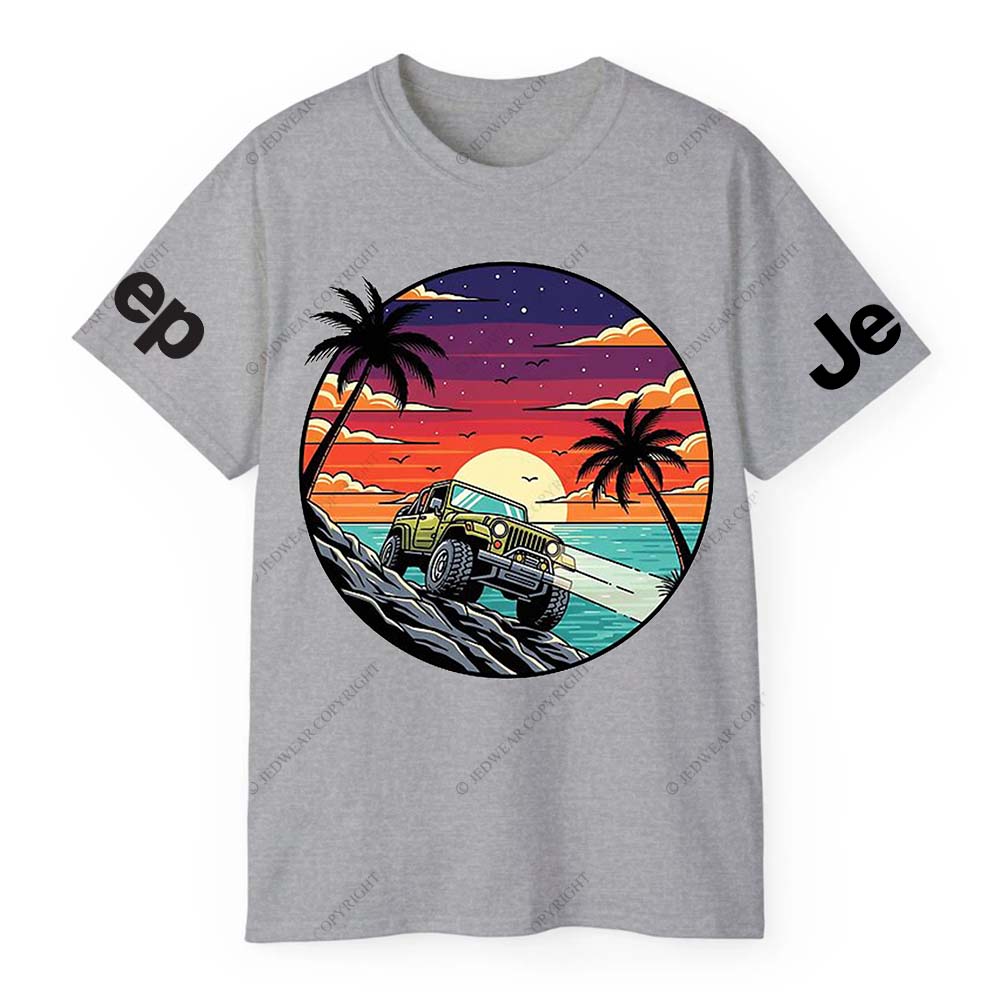 Pattern of Jp Galloping in Breathtaking Coastal Sunset and Palm Tree Scenery Jp T-Shirt