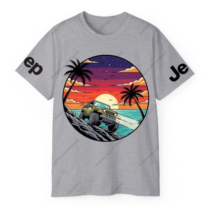 Pattern of Jp Galloping in Breathtaking Coastal Sunset and Palm Tree Scenery Jp T-Shirt