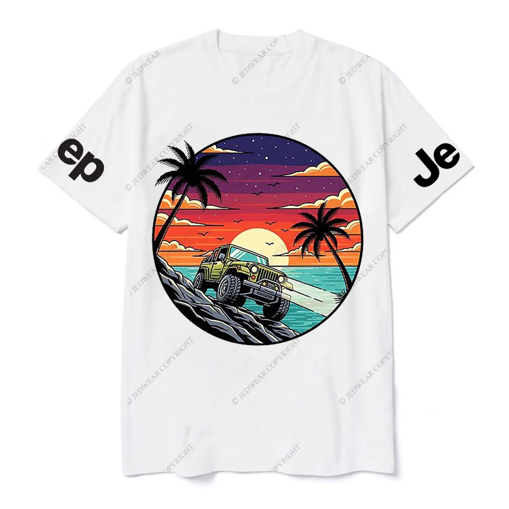 Pattern of Jp Galloping in Breathtaking Coastal Sunset and Palm Tree Scenery Jp T-Shirt