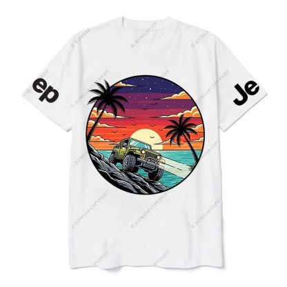 Pattern of Jp Galloping in Breathtaking Coastal Sunset and Palm Tree Scenery Jp T-Shirt