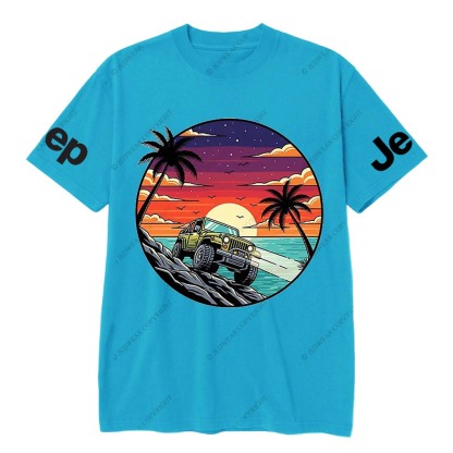 Pattern of Jp Galloping in Breathtaking Coastal Sunset and Palm Tree Scenery Jp T-Shirt