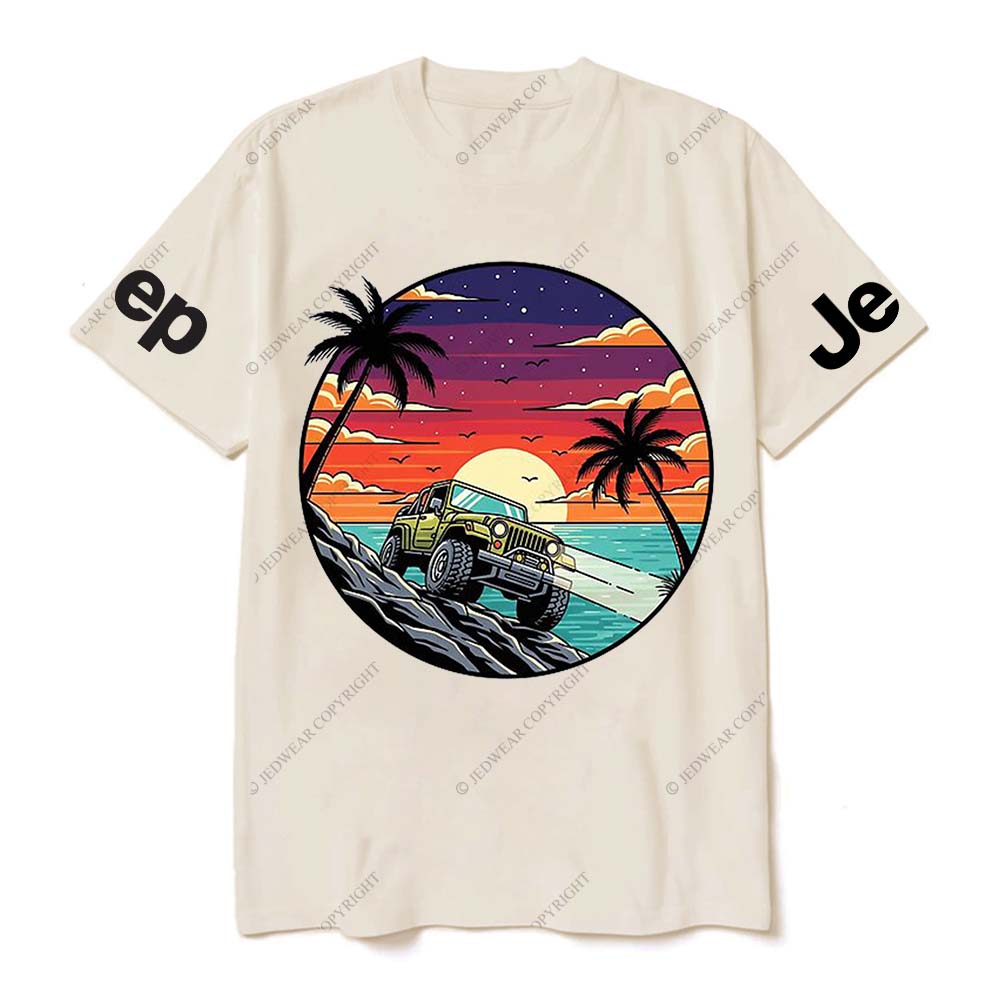 Pattern of Jp Galloping in Breathtaking Coastal Sunset and Palm Tree Scenery Jp T-Shirt