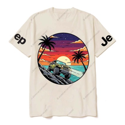 Pattern of Jp Galloping in Breathtaking Coastal Sunset and Palm Tree Scenery Jp T-Shirt