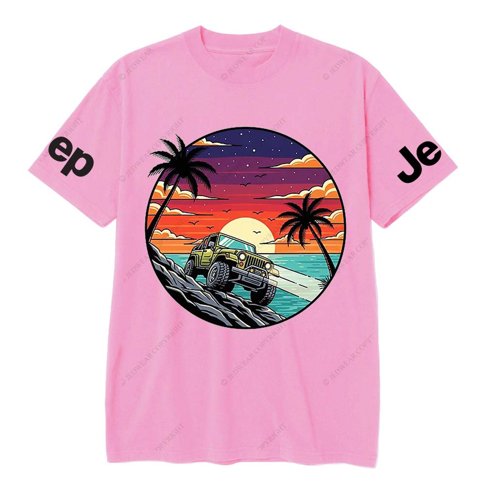 Pattern of Jp Galloping in Breathtaking Coastal Sunset and Palm Tree Scenery Jp T-Shirt